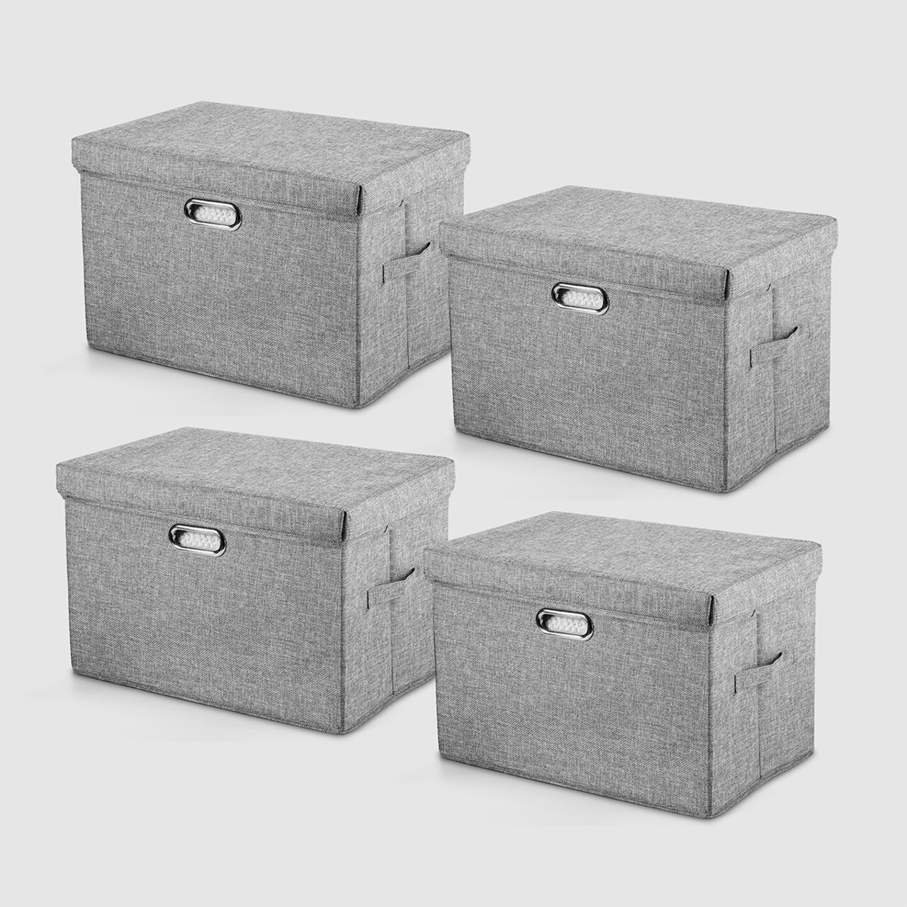 VUSIGN Small Dark Gray Wardrobe Flip-Top Storage Box – 7.2″ × 9.6″ Fabric Organizer Bin with Lid for Closet & Shelf (2-Pack)